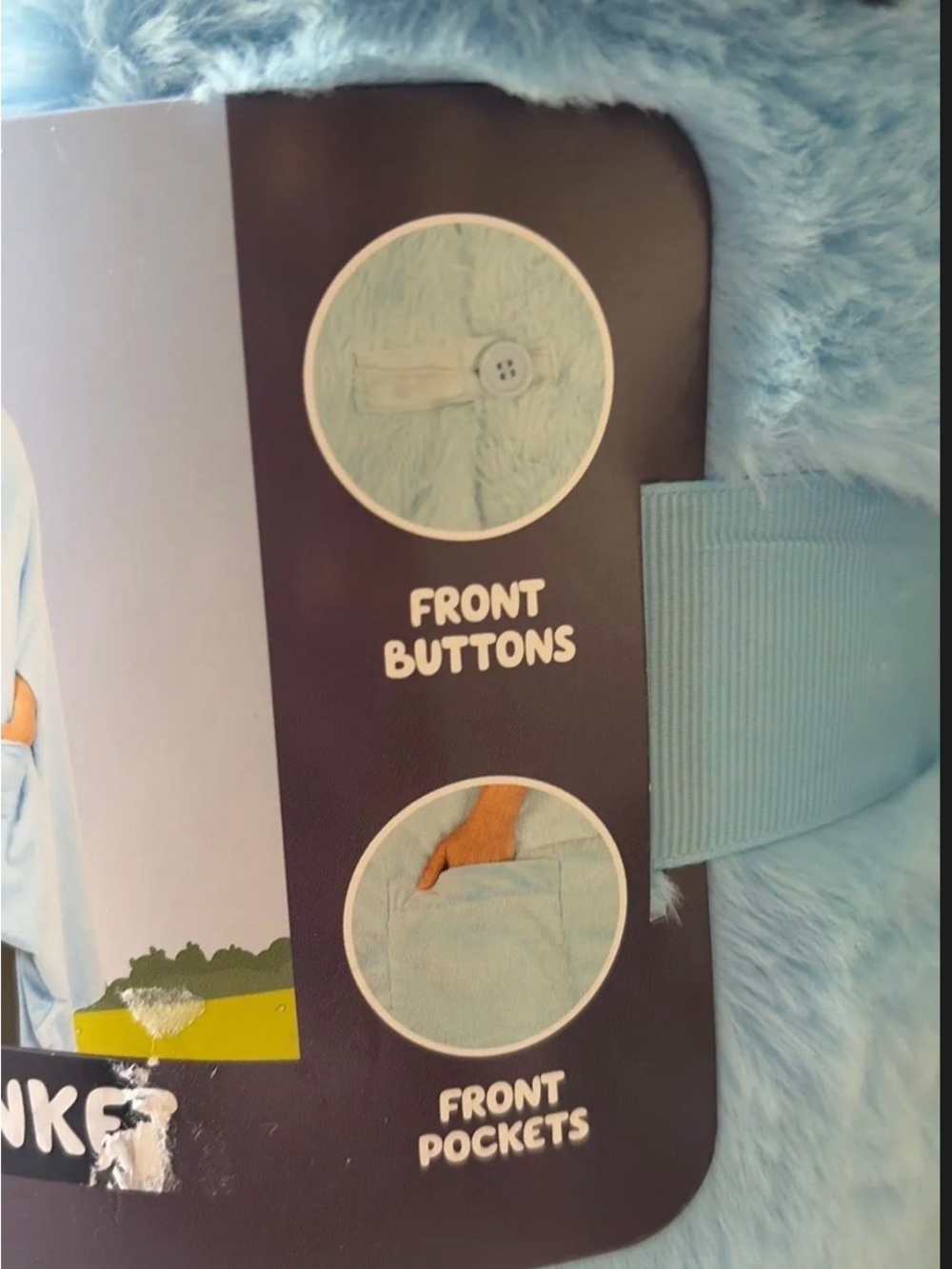 Bluey Oversized Hooded Blanket - Light Blue & Navy - Picture 3 of 4